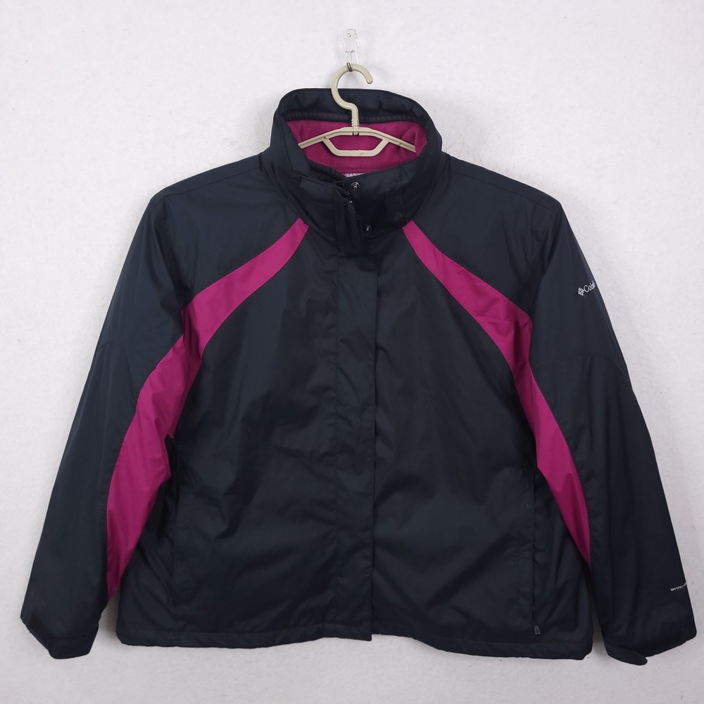 Columbia Interchange Jacket Womens 3X Black Magenta Omni-Shield Hiking Rainwear